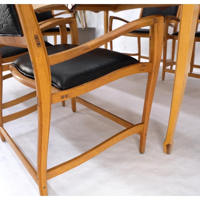 Late 20th Century Solid Curly Maple Table 6 Chairs Bench Hand Made Jointly Studio Dining Set For Sale - Image 11 of 18