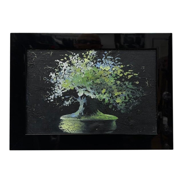 Vintage Bonsai Painting, Unsigned, Artist Unknown For Sale