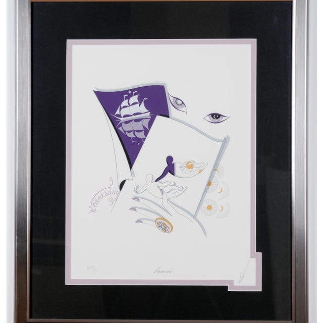 Excellent 1982 Print in Very Good Frame Erte "Gemini" Hand Signed & Numbered Limited Edition LXXXVIII/XC (88/90) Framed &...