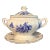 Blue and White Ceramic Soup Tureen With Lid and Dish For Sale