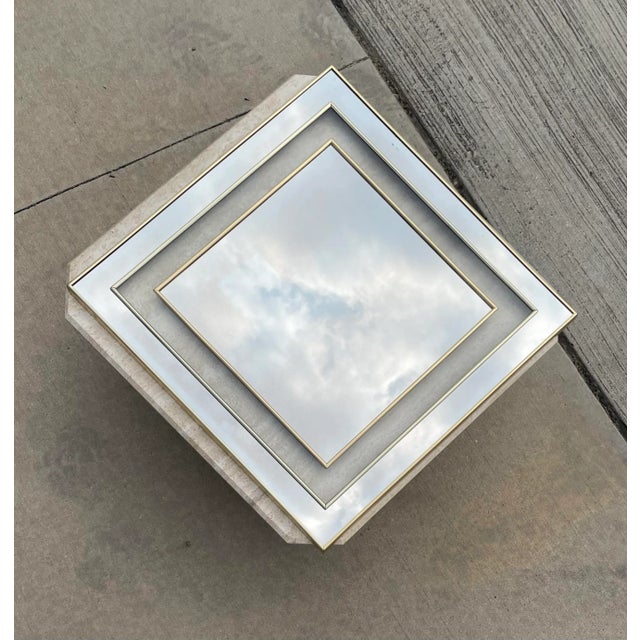 Geometric Brass and Glass Double Framed Mirror For Sale - Image 13 of 13