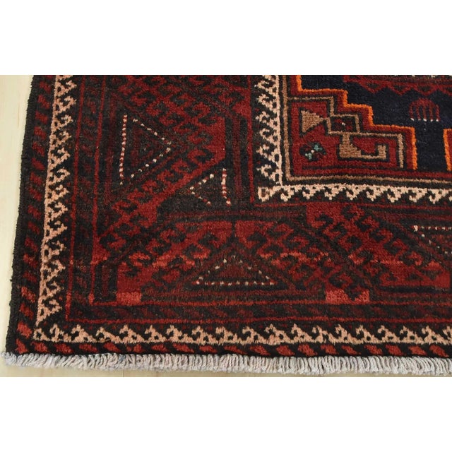 Baloch Rug 3'6'' X 6'7'' Blue Wool Vintage Tribal Hand-Knotted Oriental Carpet For Sale - Image 10 of 12