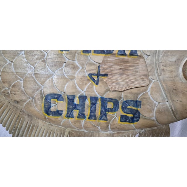 Brown Carved Flounder Trade Sign "Fish & Chips" For Sale - Image 8 of 12