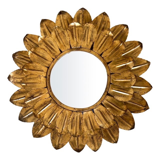 Large Mid-Century Modern Sunflower Backlit Wall Mirror, Germany, 1960s For Sale