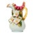 Victorian-Style Celadon Porcelain Pitcher With Applied 3d Flowers, Cranberry Ruffled Rim & Gold Handle For Sale
