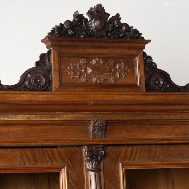 Late 19th Century Pair, Late 19th Century Walnut Display Cabinet Bookcases With Glass Panels For Sale - Image 5 of 18