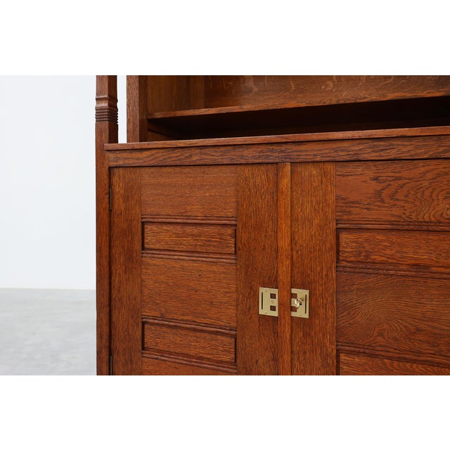 Antique Dutch Jugendstil Oak Cabinet with Open Shelf Section, 1890s For Sale - Image 16 of 17