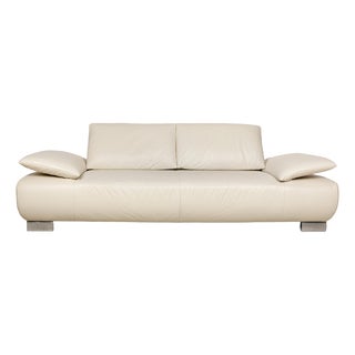 Leather Three Seater Sofa in White Cream from Koinor Volare For Sale