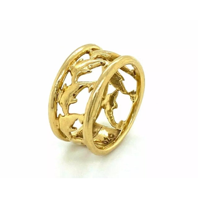Contemporary 24990 - Dolphin 14k Yellow Gold Band Ring For Sale - Image 3 of 6