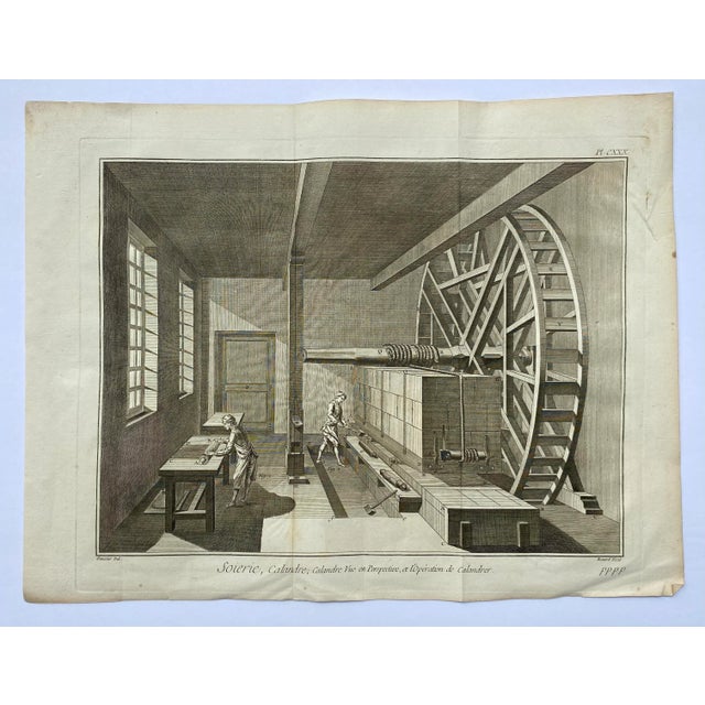 18th century engraving from Denis Diderot's Encyclopédie depicting the weaving machinery. This will be shipped rolled in a...