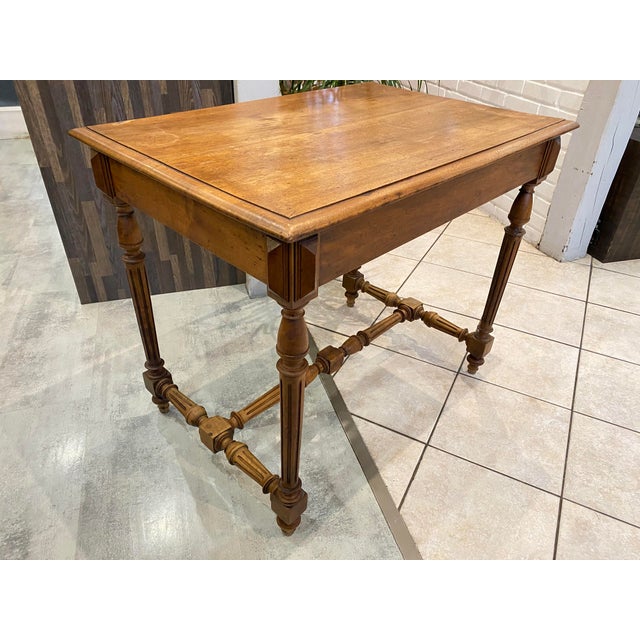 Oak Desk with Drawer and Turned and Carved Legs, 1890s For Sale - Image 13 of 18