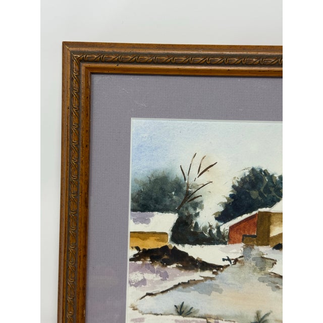 Traditional 1997 Original Winter Landscape Watercolor by Edna Evallos For Sale - Image 3 of 9
