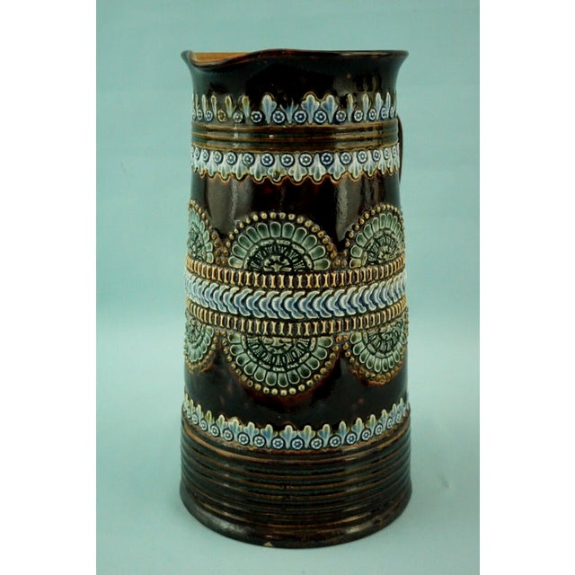 Black Majolica Ceramic Jug Vase with Bas-Relief from by Royal Doulton Lambeth, England, 19th Century For Sale - Image 8 of 18