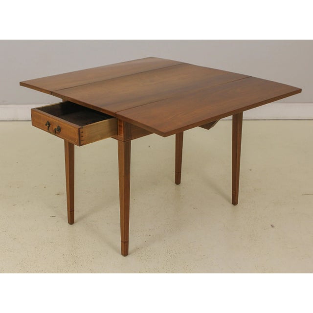 19th Century Antique Benchmade Federal Inlaid Walnut Drop Leaf Table For Sale - Image 5 of 13