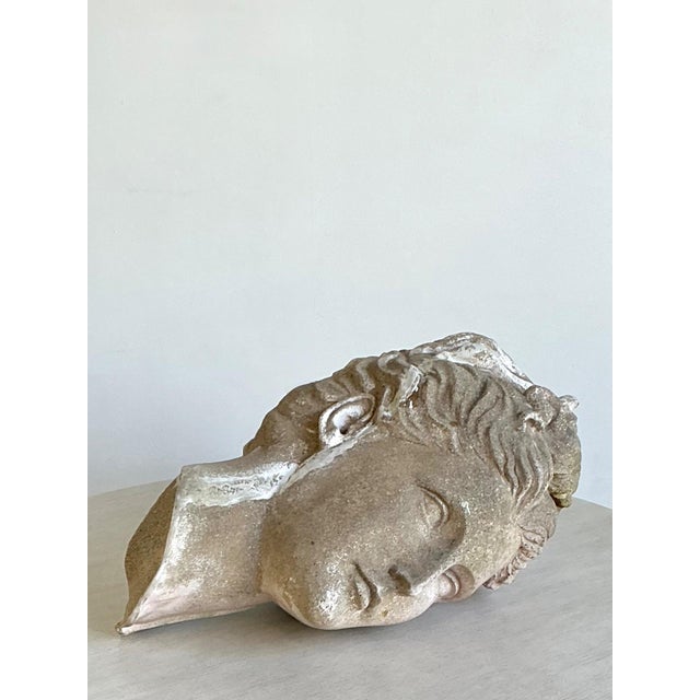 Vintage Greco Roman Patinated Resin Head Sculpture For Sale - Image 12 of 16