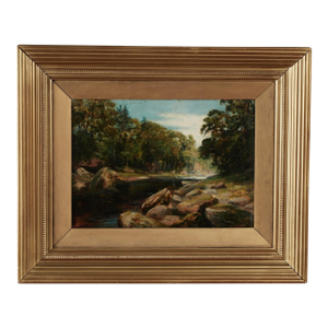 Antique Painting of a Landscape With River by Harry Phelan Gibb