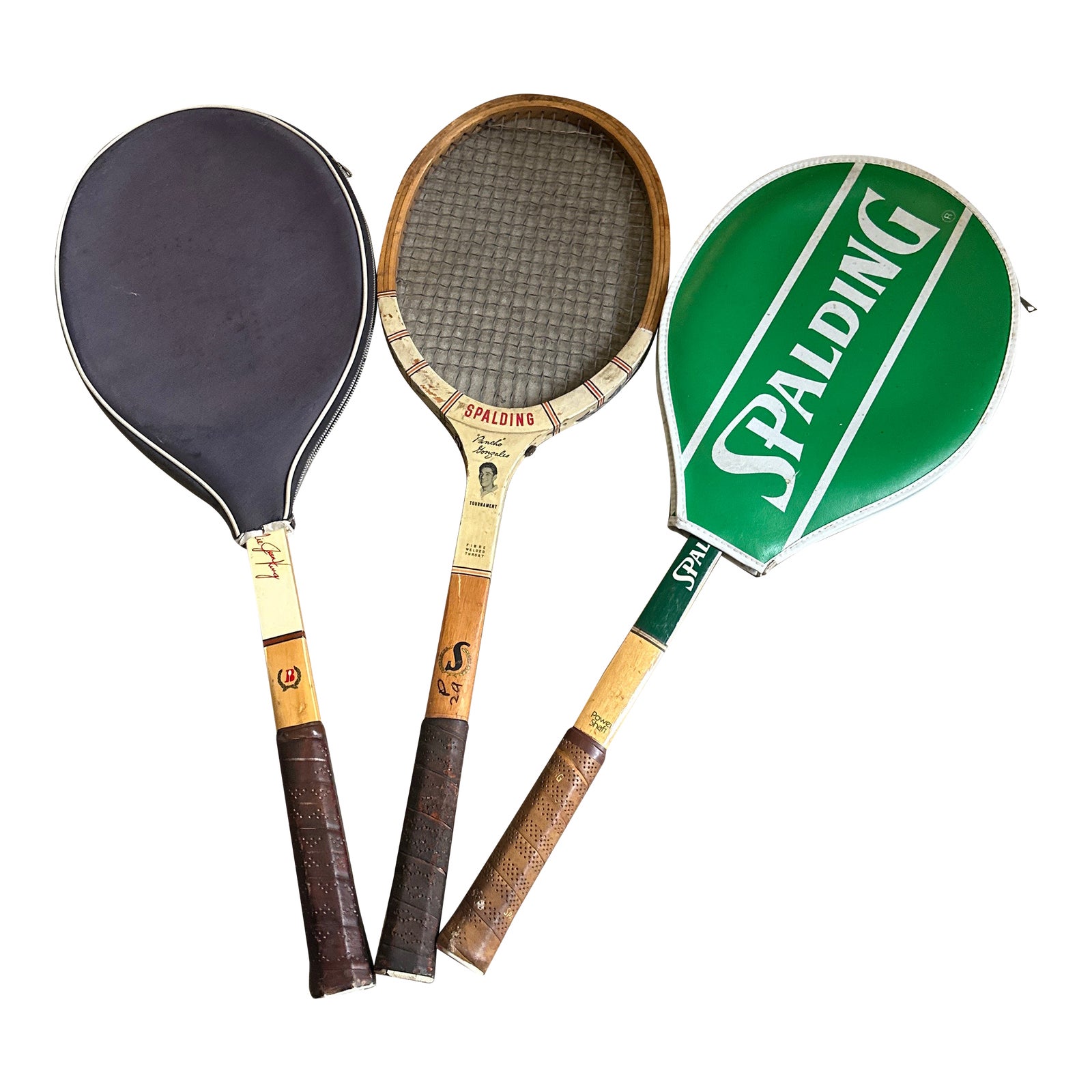 Vintage Trio of Spaulding Tennis Rackets With Covers | Chairish