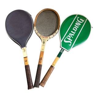 Vintage Trio of Spaulding Tennis Rackets With Covers For Sale