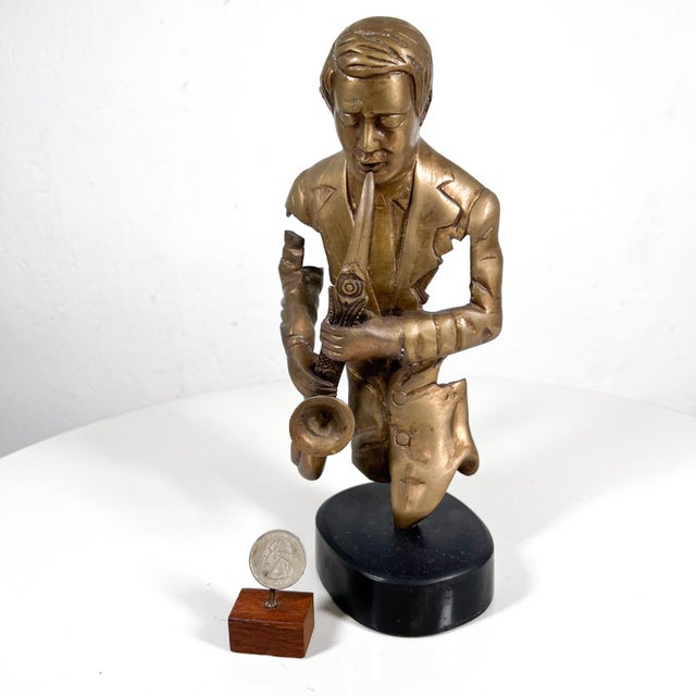 Late 20th Century Vintage Jazz Player Saxaphone Musician Sculpture Figurine For Sale - Image 5 of 13