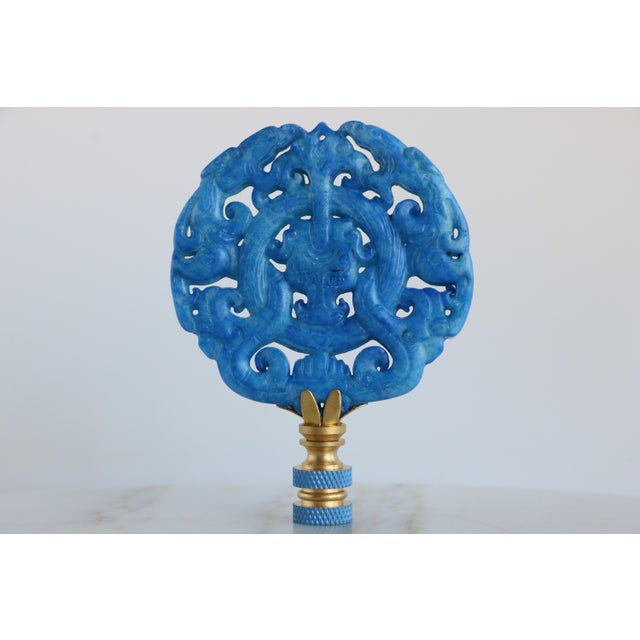 Chinoiserie Chinese Carved Stone Lamp Finial on Brass Hardware For Sale - Image 3 of 4