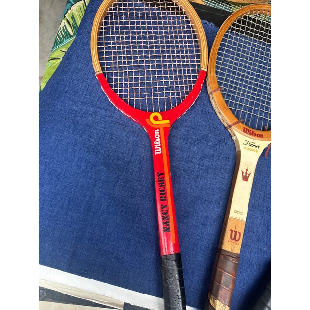 American Vintage Pair of Wooden Wilson Tennis Rackets For Sale - Image 3 of 5