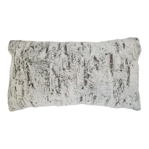 Snow White & Grey Faux Fur Lumbar Pillow