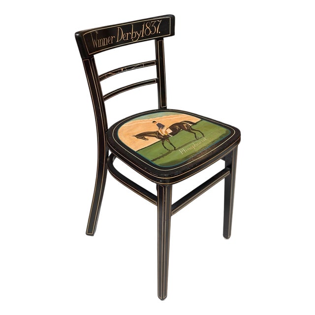 Vintage Folk Art Horse Race Derby Winner Chair - 1837 Phosphorus For Sale