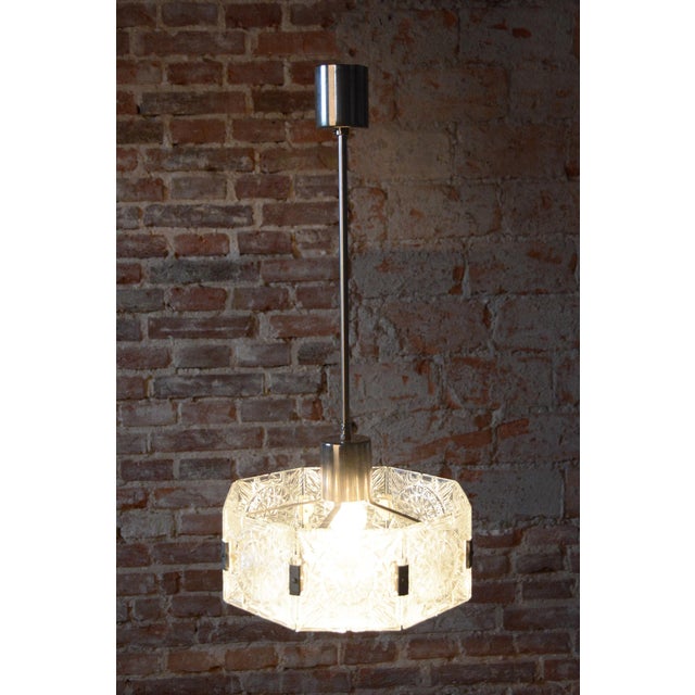 Mid-Century Czech Chrome Pendant Light attributed to Kamenický Šenov, 1950s For Sale - Image 12 of 13