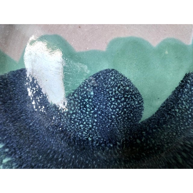 Ceramic Pair of Vintage 80's American Studio Ceramic Plates With Landscape Style Layered Glaze For Sale - Image 7 of 11