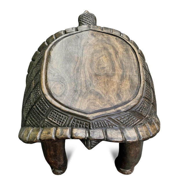 Vintage Burkina Faso Turtle Seat Bench For Sale - Image 4 of 7
