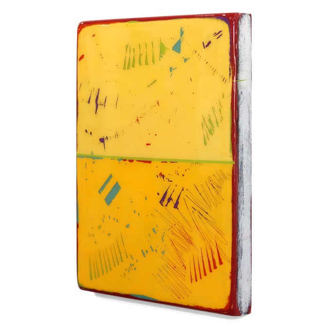 Contemporary The Window 357 - Yellow Mixed Media Acrylic and Resin Painting on Wood Panel Original Minimalist Artwork by Ricky Hunt For Sale - Image 3 of 9