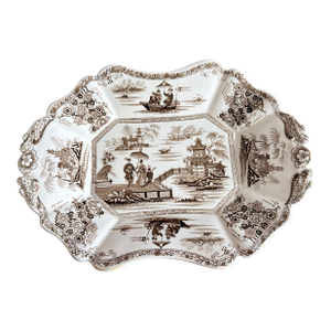 A Antique Brown Transfer Decorated Staffordshire Platter, “Nankin” by Dimmock, Circa 1830’s