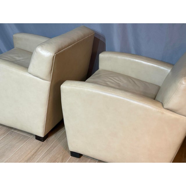 Pair of A. Rudin Cream Leather Club Chairs For Sale - Image 9 of 10