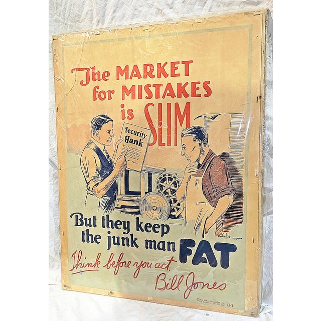 1920s famous original motivational poster by Bill Jones. Artist signed. These posters were a British work by Parker-...