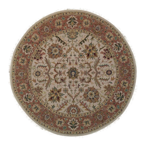 9x12 Ivory Hand-Knotted Wool Rosette Border Detail Traditional Carpet Rug