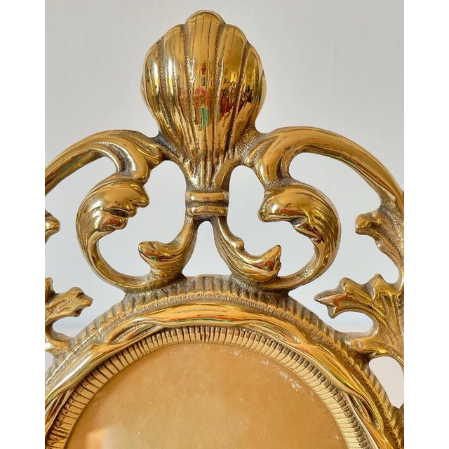 Large Vintage Solid Brass Picture Frame For Sale - Image 4 of 8