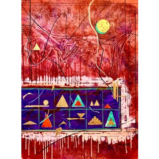 Sonja Kuhfahl, Acrylic Abstract Colorful Contemporary Gilt Collage Painting Gold Leaf Gilding, 1991 For Sale