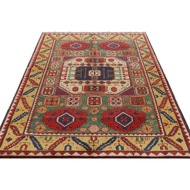 1950s Vintage Tribal Runner in Green With Colorful Medallions | Rug & Kilim For Sale - Image 5 of 8