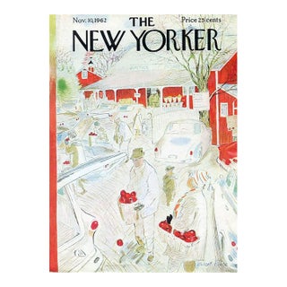1962 Vintage New Yorker Magazine Cover by Garrett Price, November 10, Apple Farm Stand For Sale