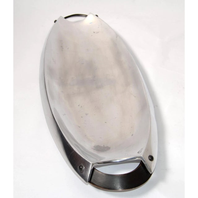 Dansk 1980s Dansk Oval Aluminum Holloware Brass Bronze Finish Serving Platter For Sale - Image 4 of 13