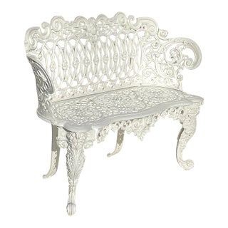Victorian Cast Iron Garden Bench, Circa 1900, Restored and Powder Coated For Sale