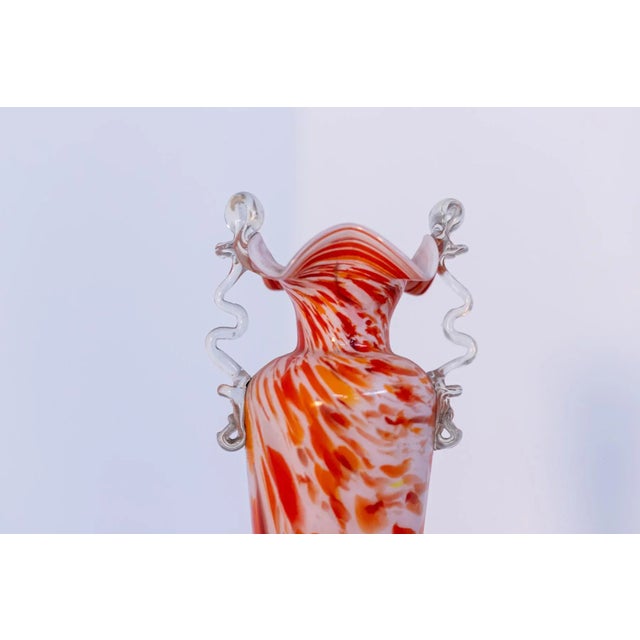 1940s Vintage Orange Murano Glass Vase by Fratelli Toso, 1940s For Sale - Image 5 of 10