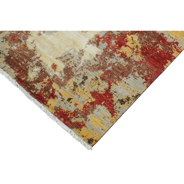 Shabby Chic Ziegler Black/Orange Wool & Silk Rug - 3'11'' X 5'9'' For Sale - Image 4 of 10