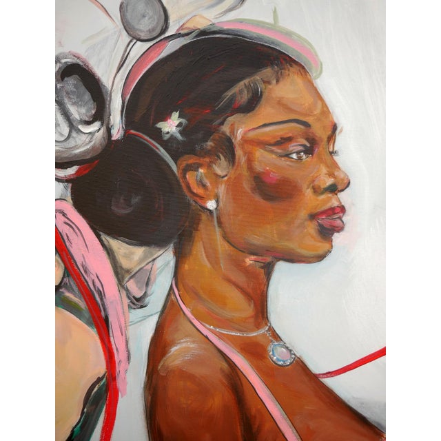 Contemporary Moisés Villafuerte Pastel-Toned Abstract Contemporary Figurative Painting of a Bride with Helper, 2022 For Sale - Image 3 of 12