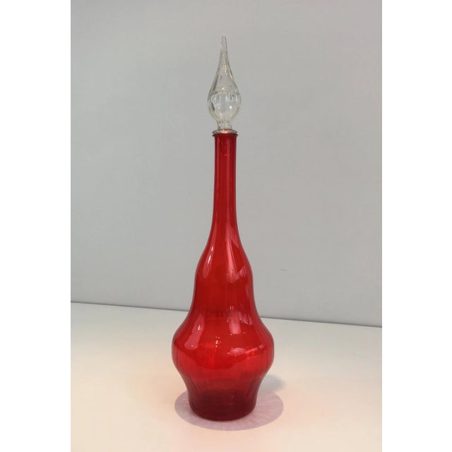 Red Glass Design Bottle, Circa 1970 For Sale - Image 6 of 13