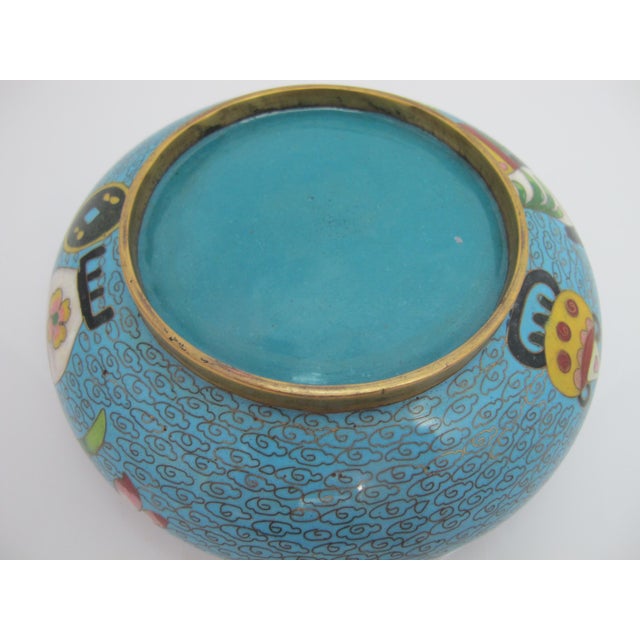 Chinese Turquoise Cloisonne Vase Flower Brush Washer Bowl Custom Stand For Sale - Image 13 of 16