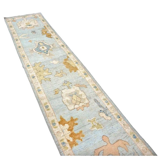 21st Century Turkish Oushak 2X10 Gold, Gray & Ivory, Handmade Runner Rug #1144115 For Sale - Image 10 of 12