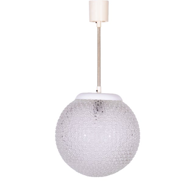 Mid-Century Chandelier in Chromed Steel, Glass and Plastic, Czech, 1960s For Sale