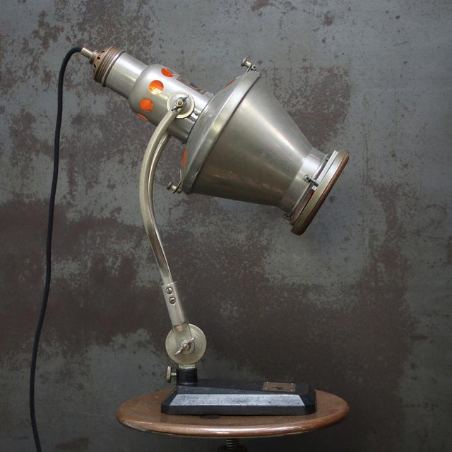 Medical table light by hanau, sollux. Germany 1950s. nickel plated body with cork ring. cast iron base. e27 / e26 this...