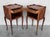 French Early 20th Century Pair of Marquetry Walnut Nightstands Tables with Drawer and Open Shelf For Sale - Image 3 of 18
